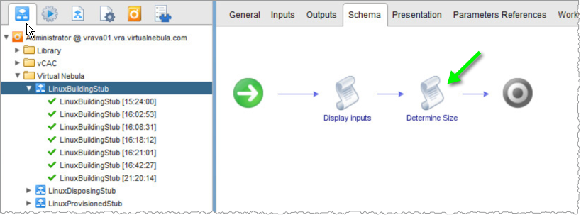My Scriptable Task called "Determine Size" which sizes a VM.