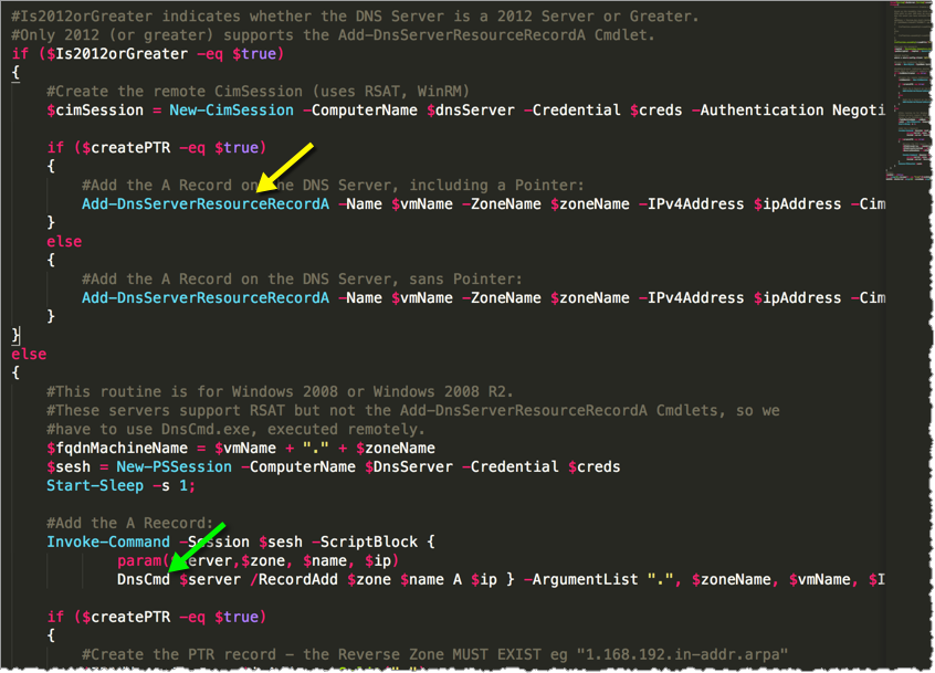 DNS Powershell script excerpt