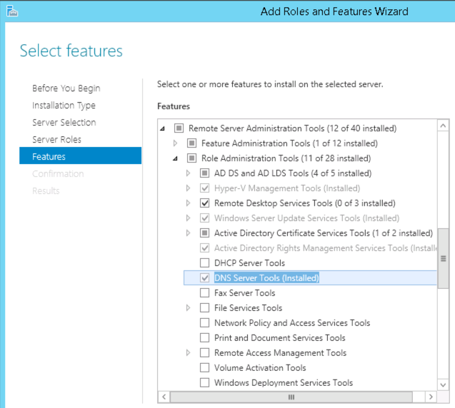 Enabling RSAT Feature on Windows Server 2012