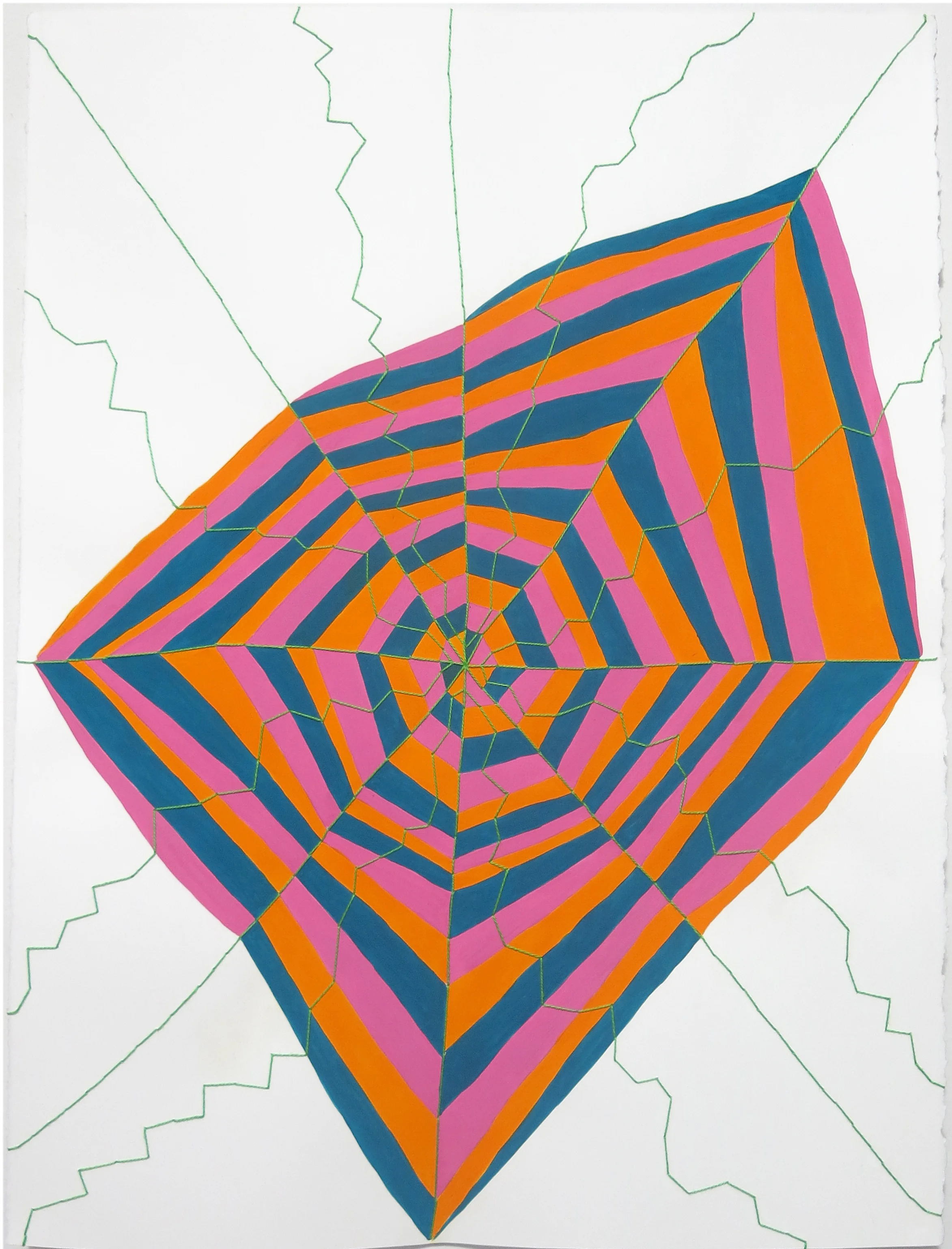 "Spiral Medallion #2",2014, graphite on paper with embroidery, 22"x30"