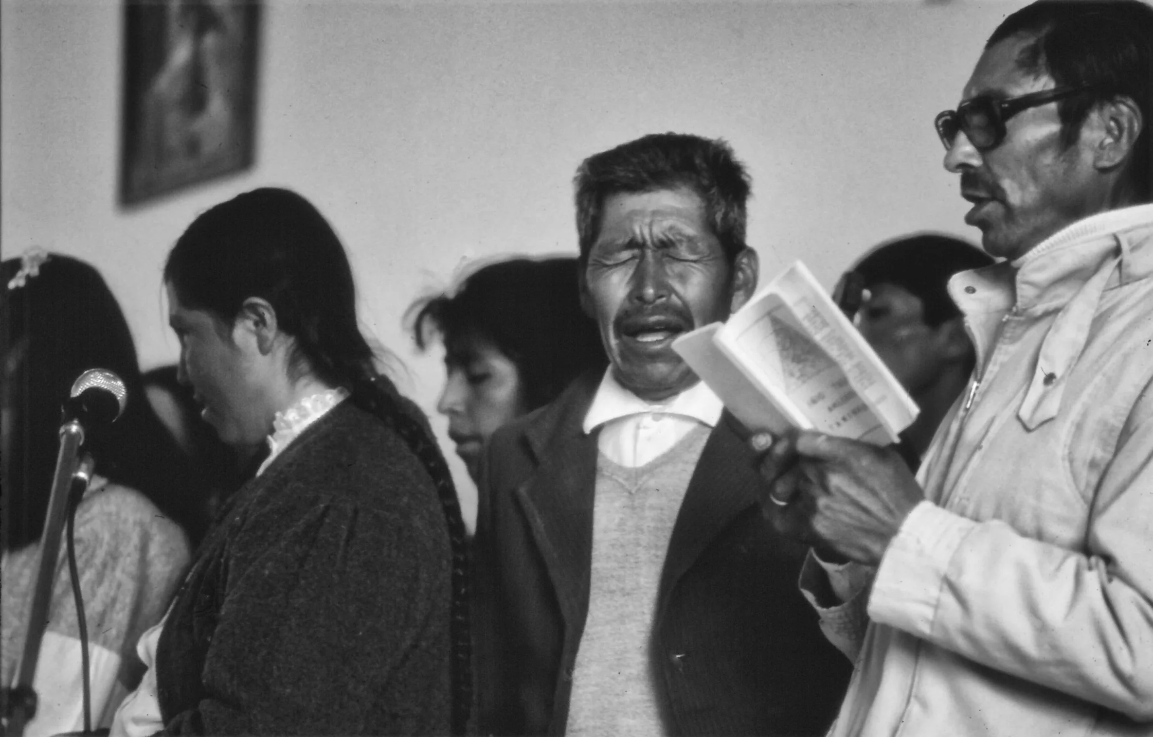 Reaching those high notes. Church choir, Juliaca, Peru