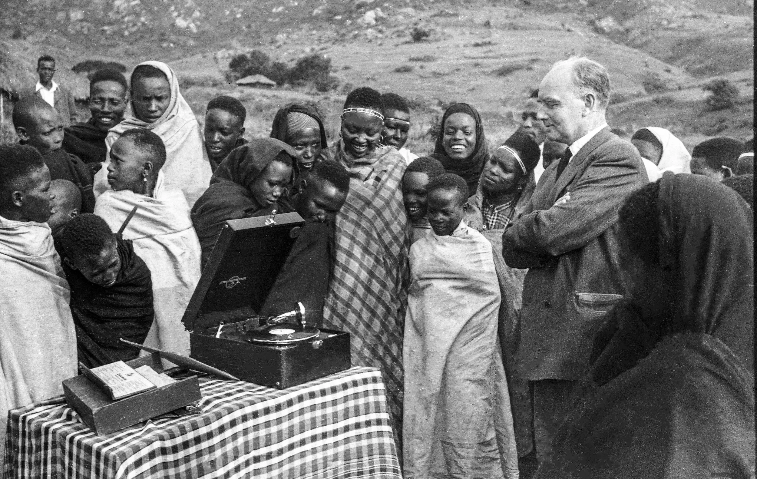 Missionary pride? Showing off a gramophone player (Photo: Jon Jossang, 1954)