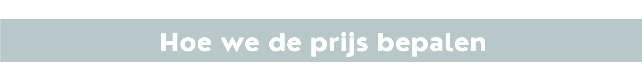 Hoe we de prijs bepalen