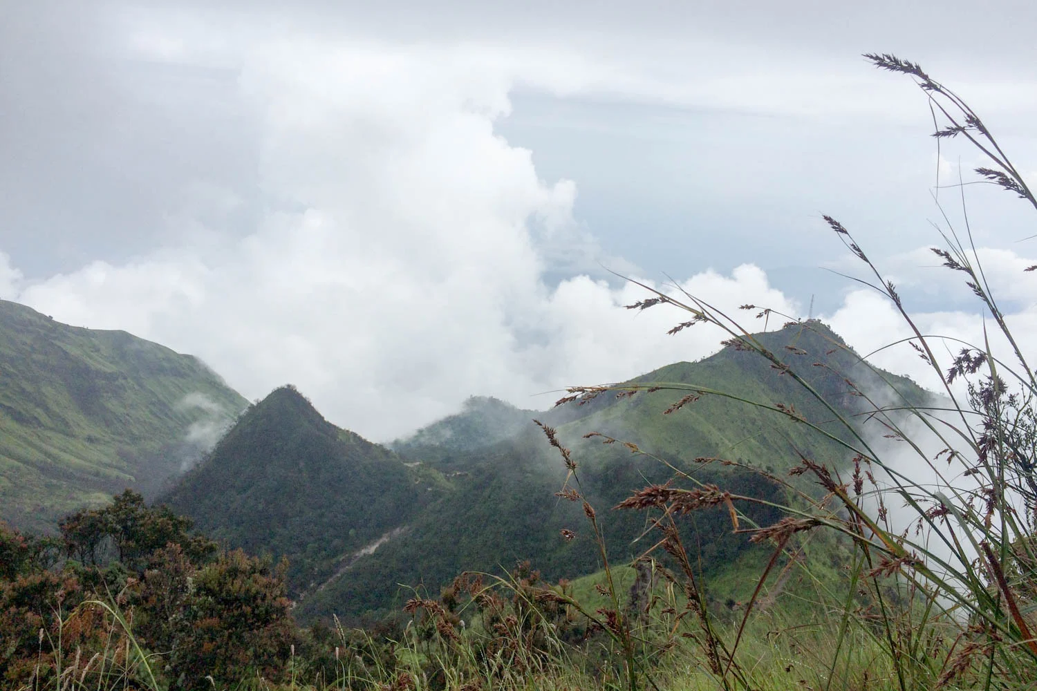 View from Puncak Syarif, the radio tower on the right is where we set up our tent.