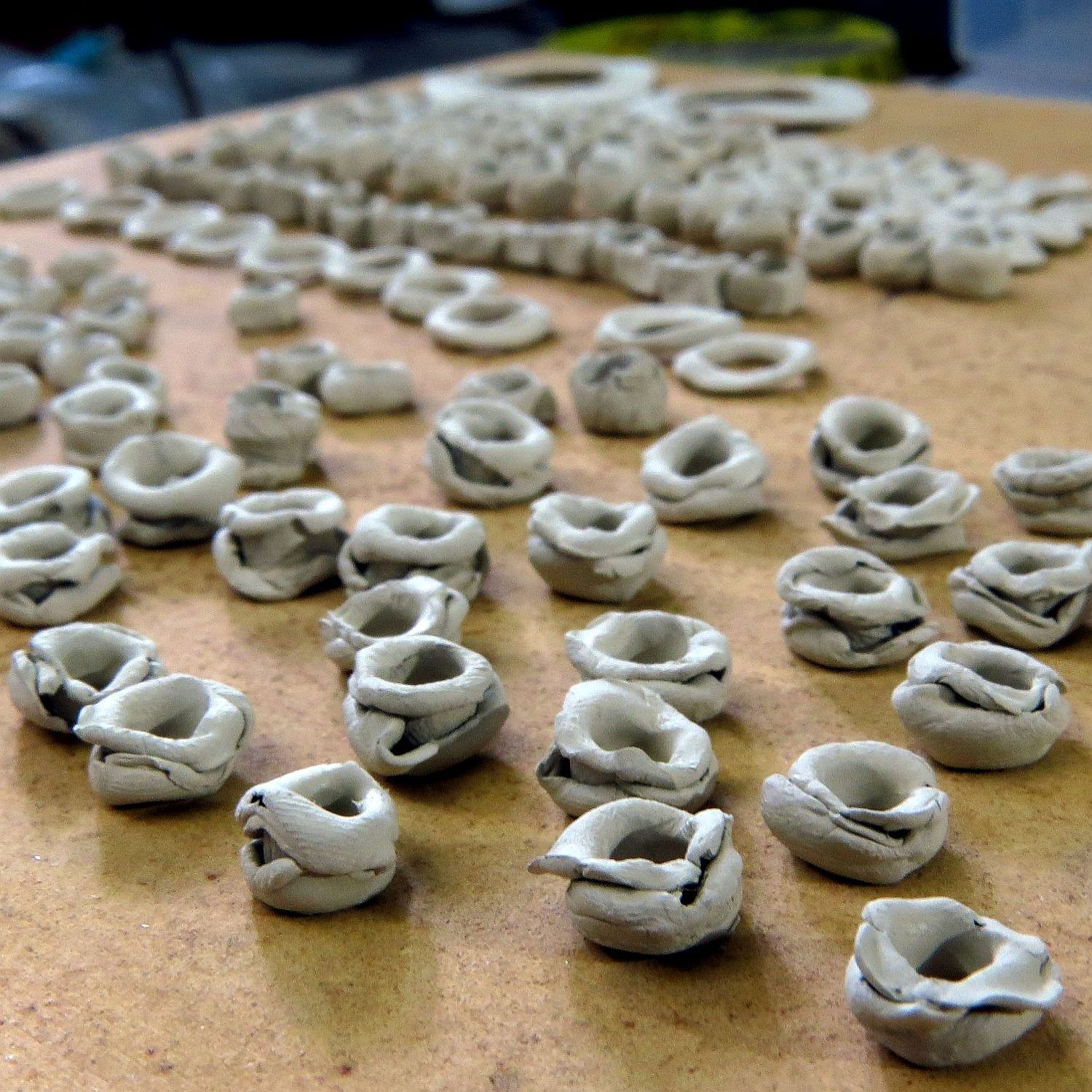 unfired scrunched beads kathy van kleeck