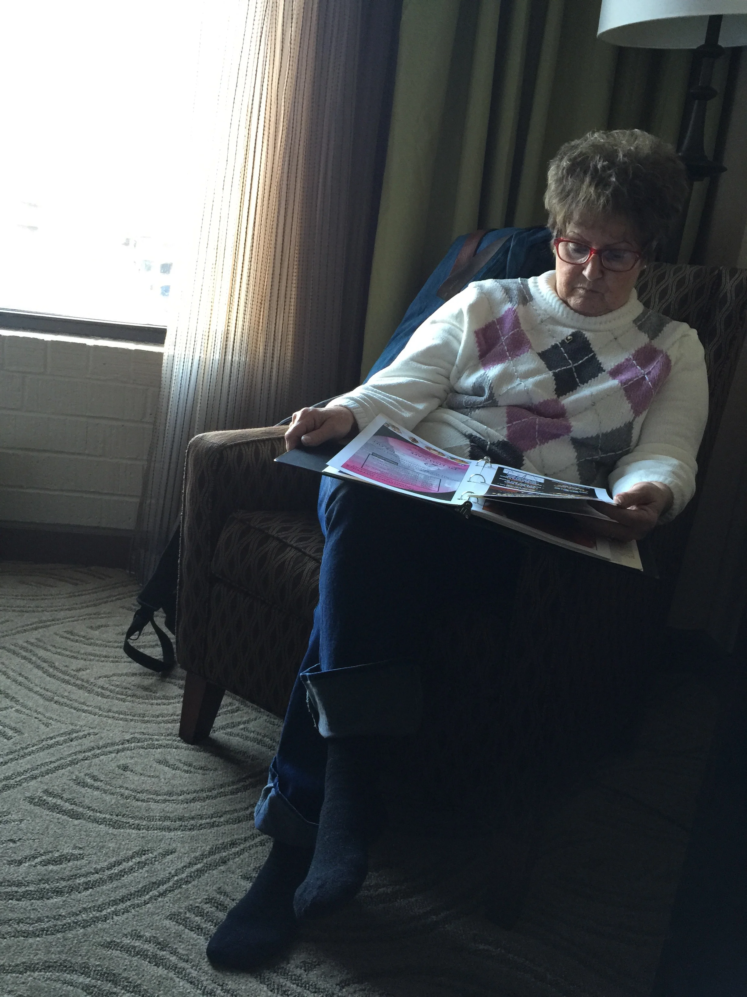 My mother would sit and quietly read while I was getting ready for shows. The calm before the storm.