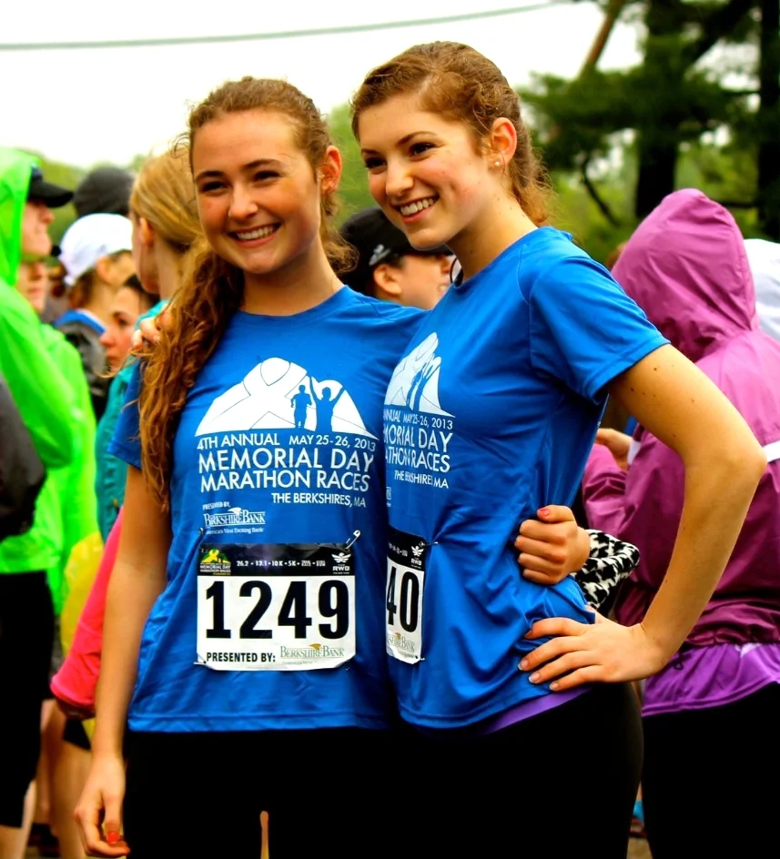 Grace Ellrodt and Caroline Wilkerson, after a Half-Marathon, 2013