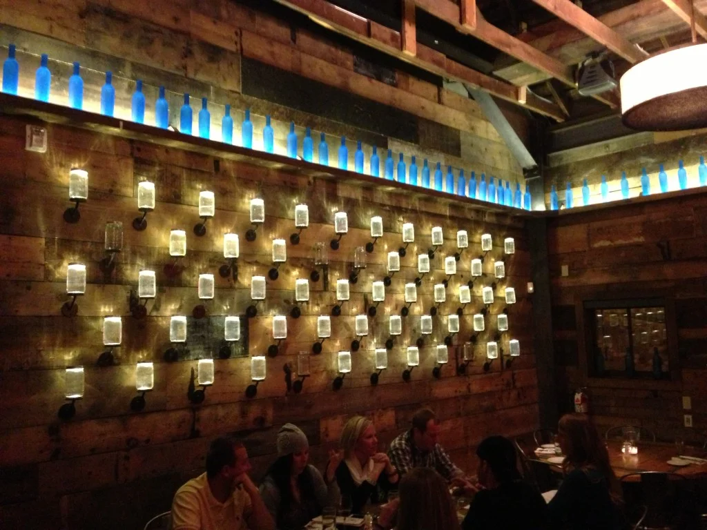 Unique lighting in the main room of High West Distillery. One block off Main Street. 