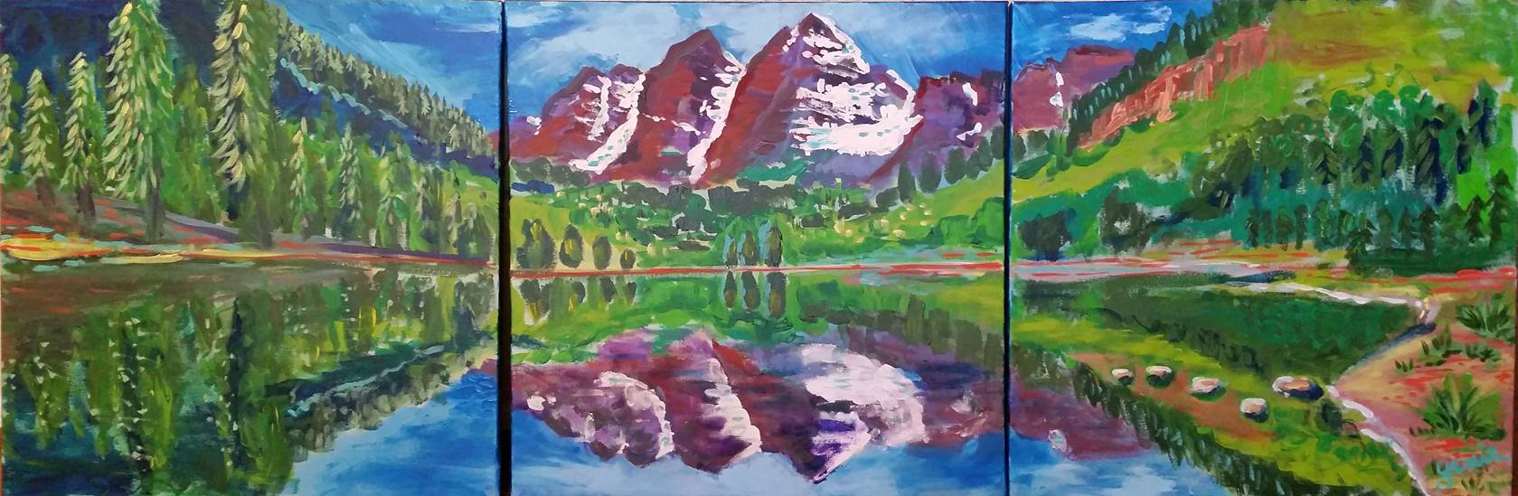 Genie Mack's painting of Maroon Bells, Colorado
