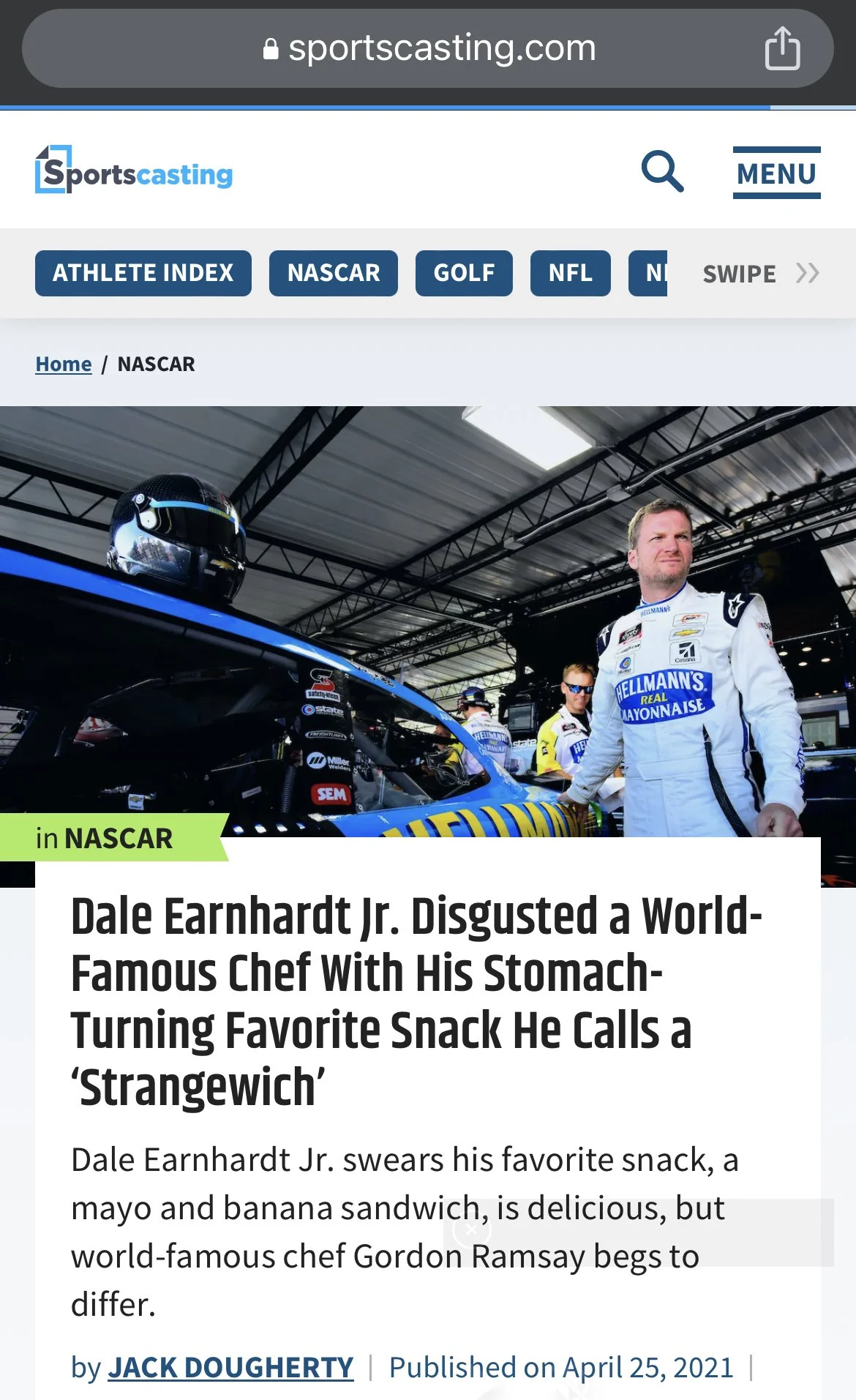 Dale Jr. Gordon Ramsay Feud Beef Organic Marketing with legs