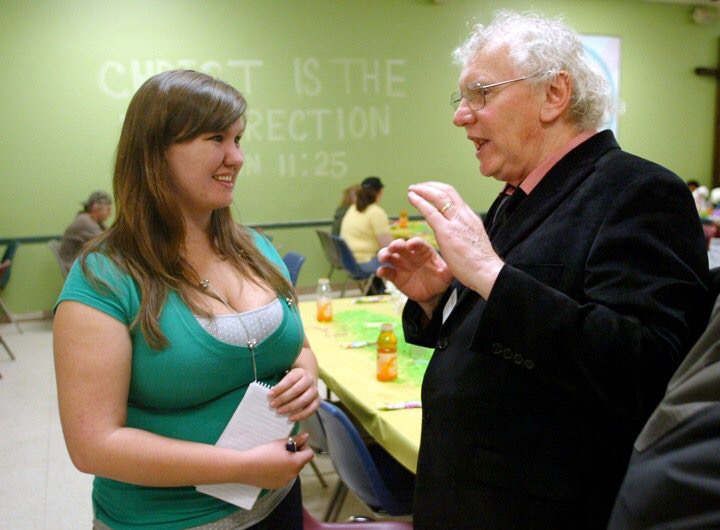 This very green photo was taken by the newspaper photographer while I was on an assignment at a soup kitchen in college. I was probably 20 years old? 