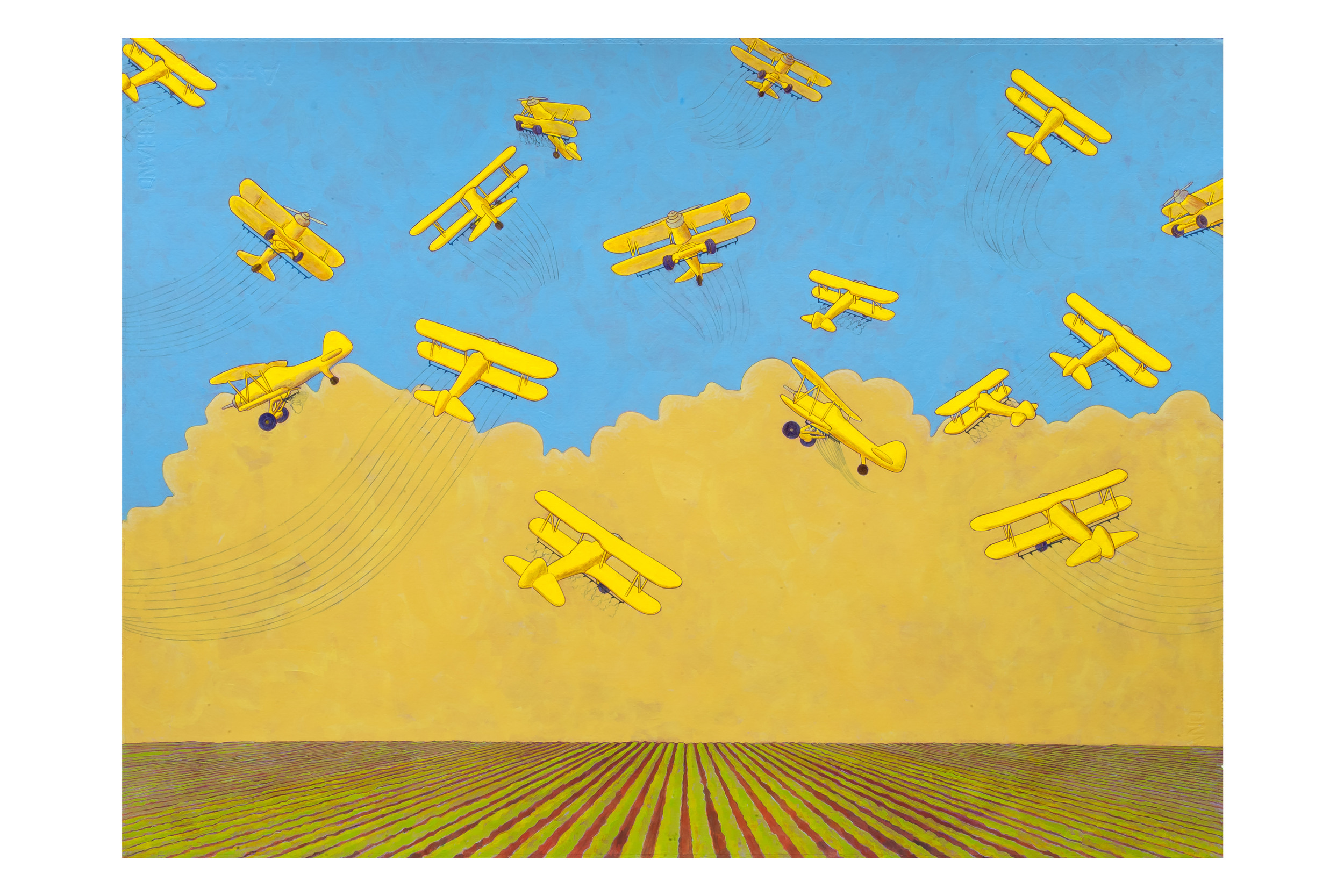   Crop Dusters,  2012 Acrylic on paper, 22” x 30” 