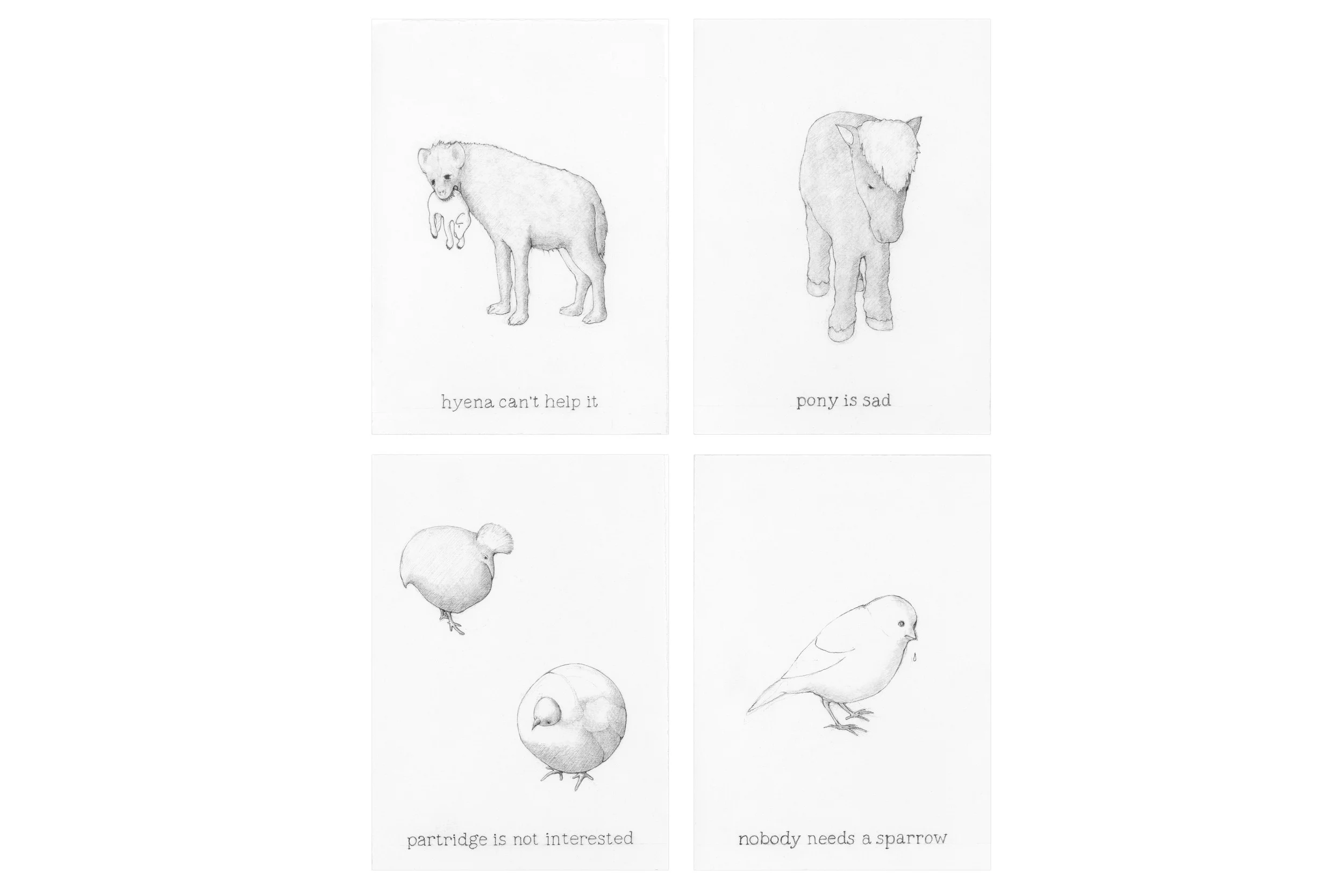 Endangered Species, 2009 Graphite on paper, 7” x 5” each