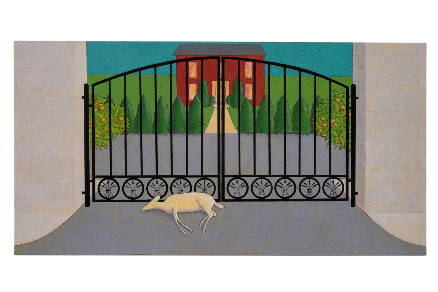   Deer Gate,  2014 Acrylic on paper, 11” x 21” 