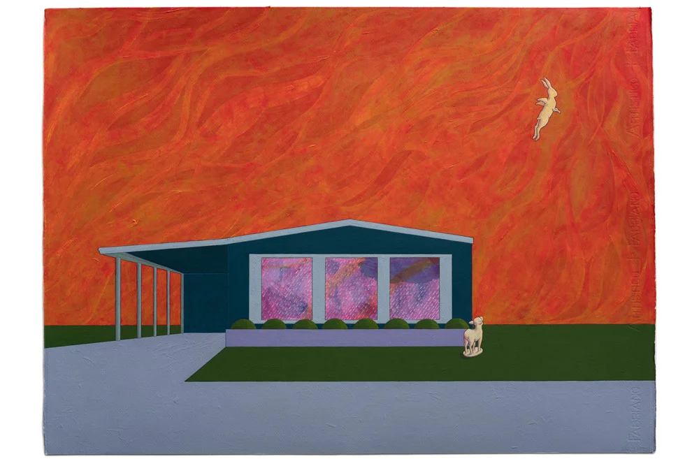Rabbit Ascending , 2018 acrylic on paper, 22” x 30”