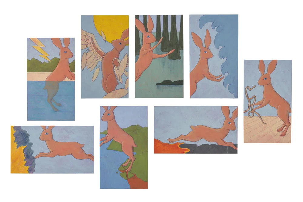 Requiem for a Jackrabbit , 2017 acrylic on paper, 4” x 7” each