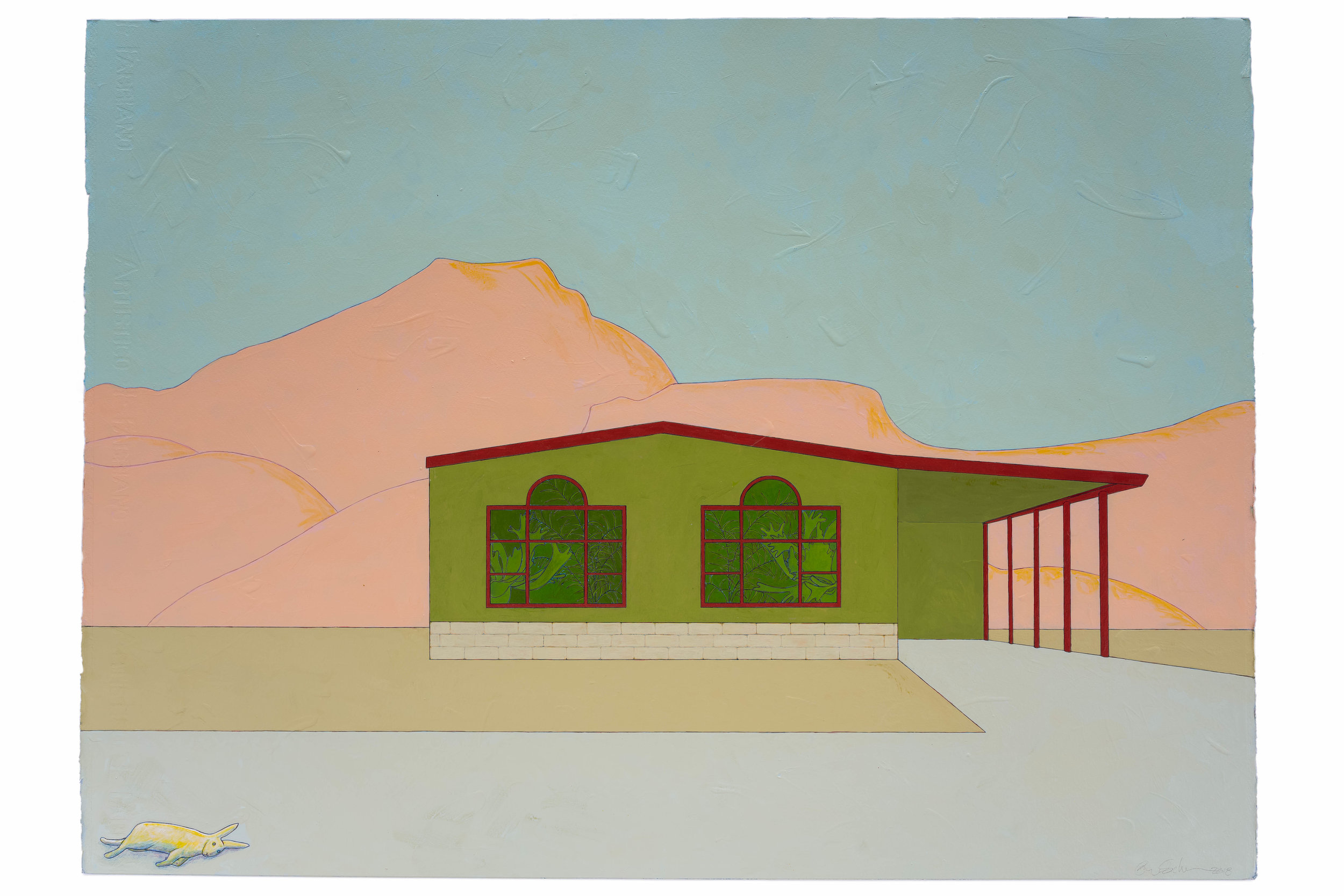   Green House,  2018 Acrylic on paper, 22” x 30”  {Sold} 