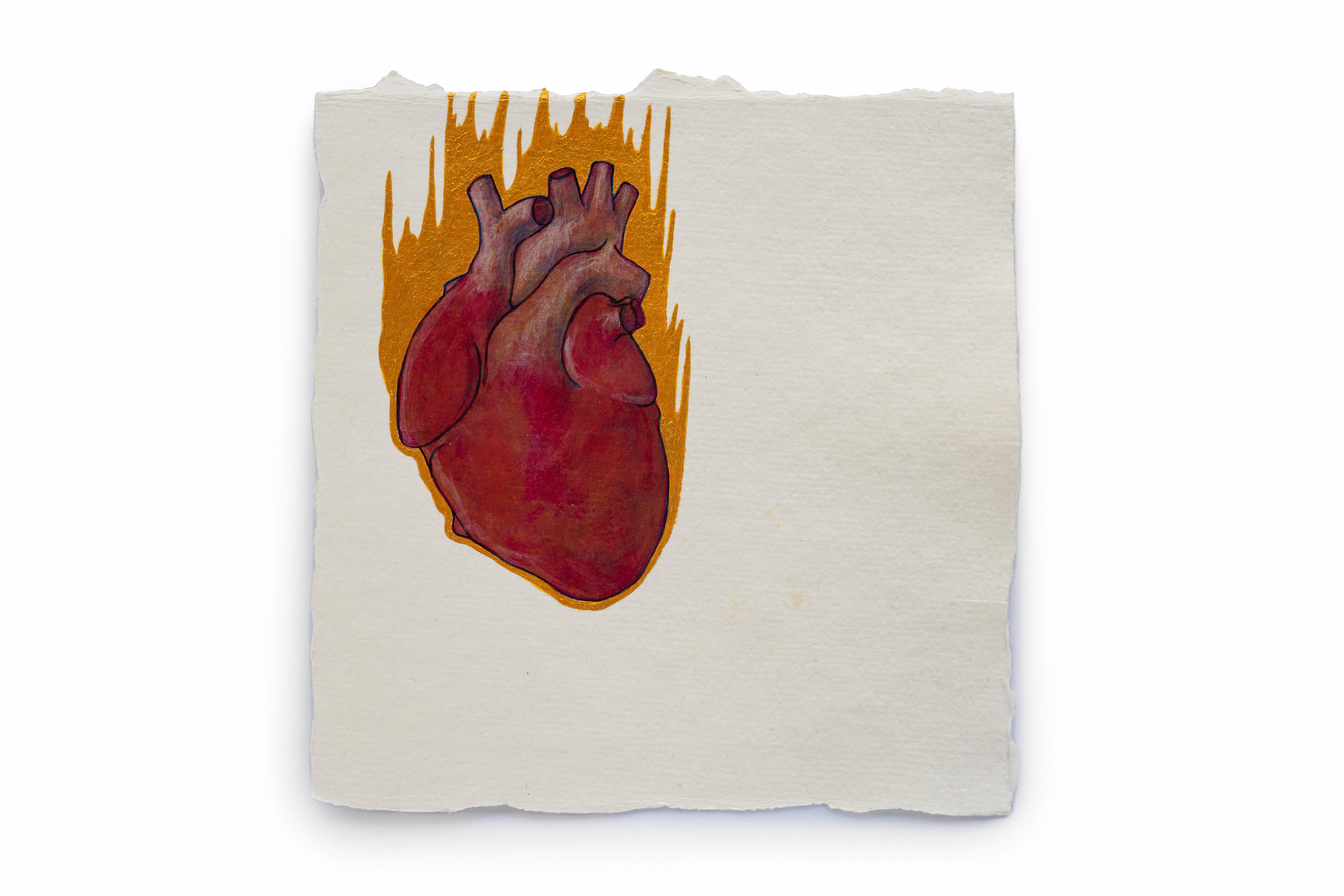   Fire Diary (flaming heart),  2018 Acrylic on paper, 6” x 6”    View Next Set →   