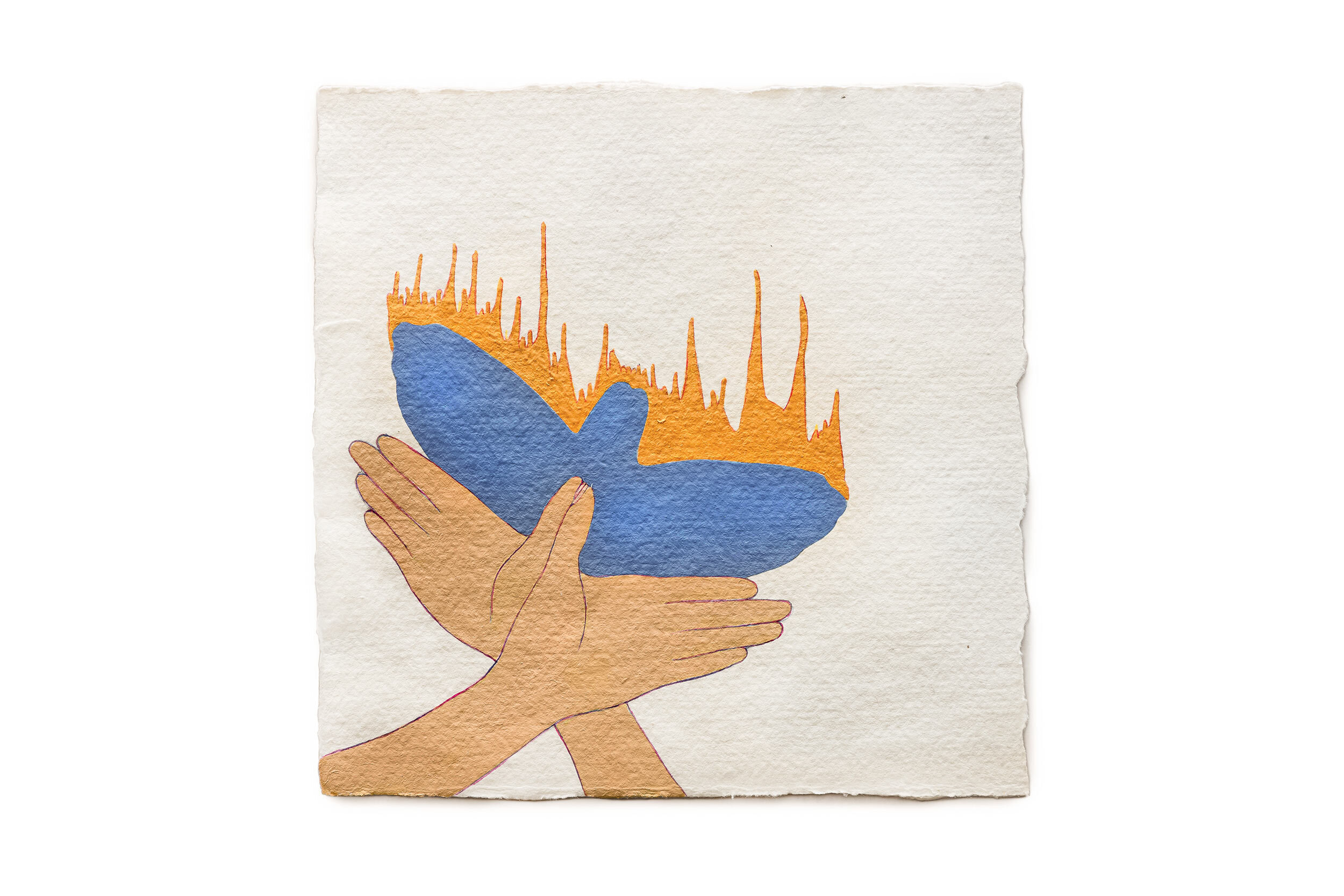  Fire Diary (Hand Shadows) , 2020 Acrylic on paper, 6” x 6” each 