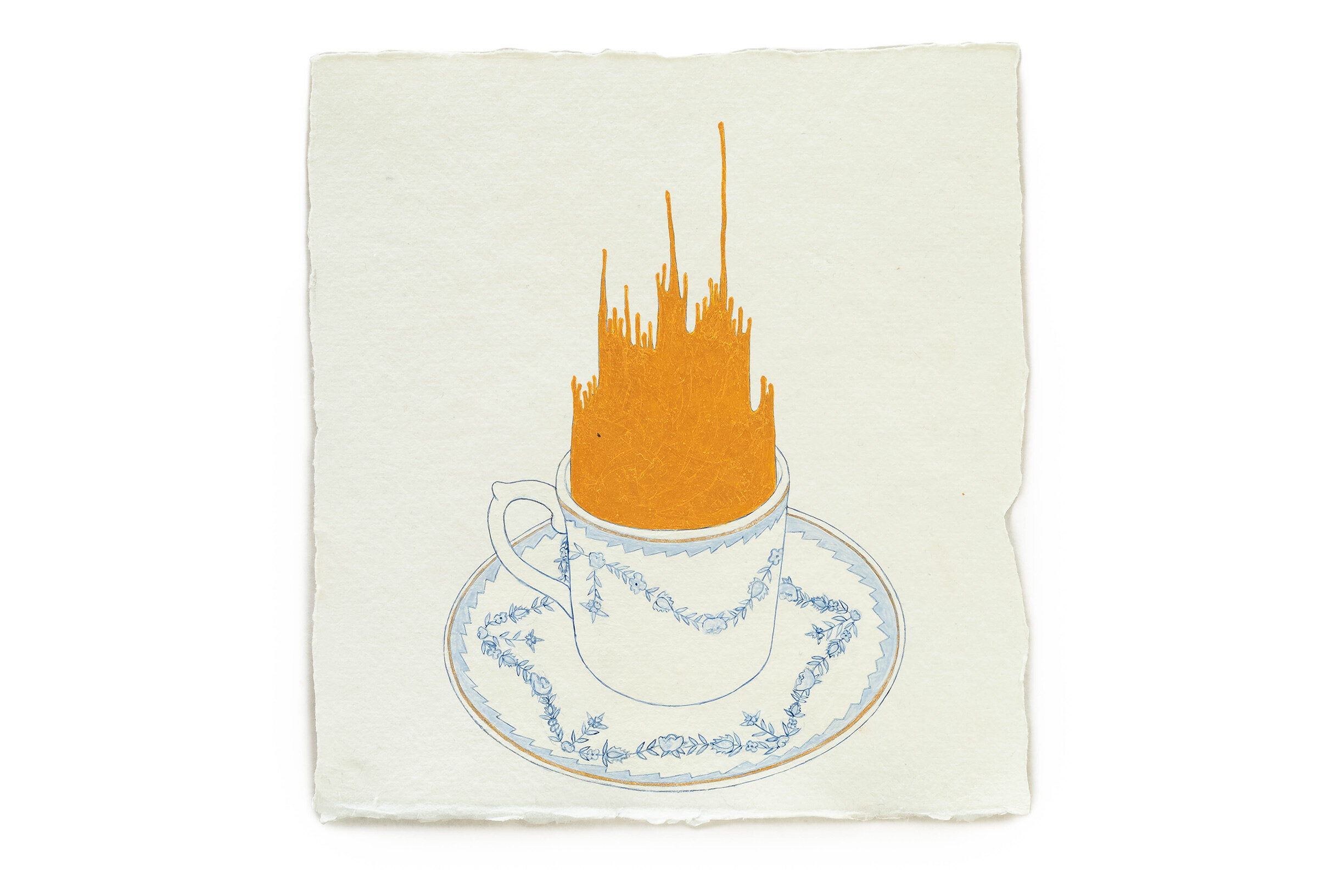   Fire Diary (Portuguese Cups),  2020 Acrylic on paper, 6” x 6” each 