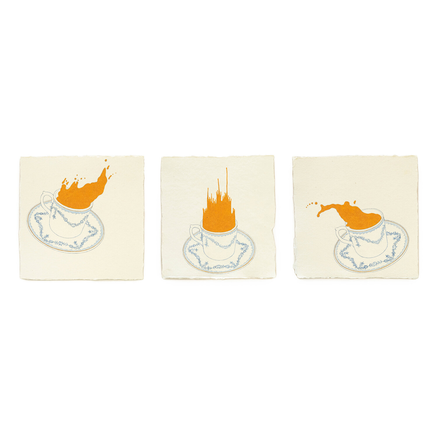   Fire Diary (Portuguese Cups),  2020 Acrylic on paper, 6” x 6” each 