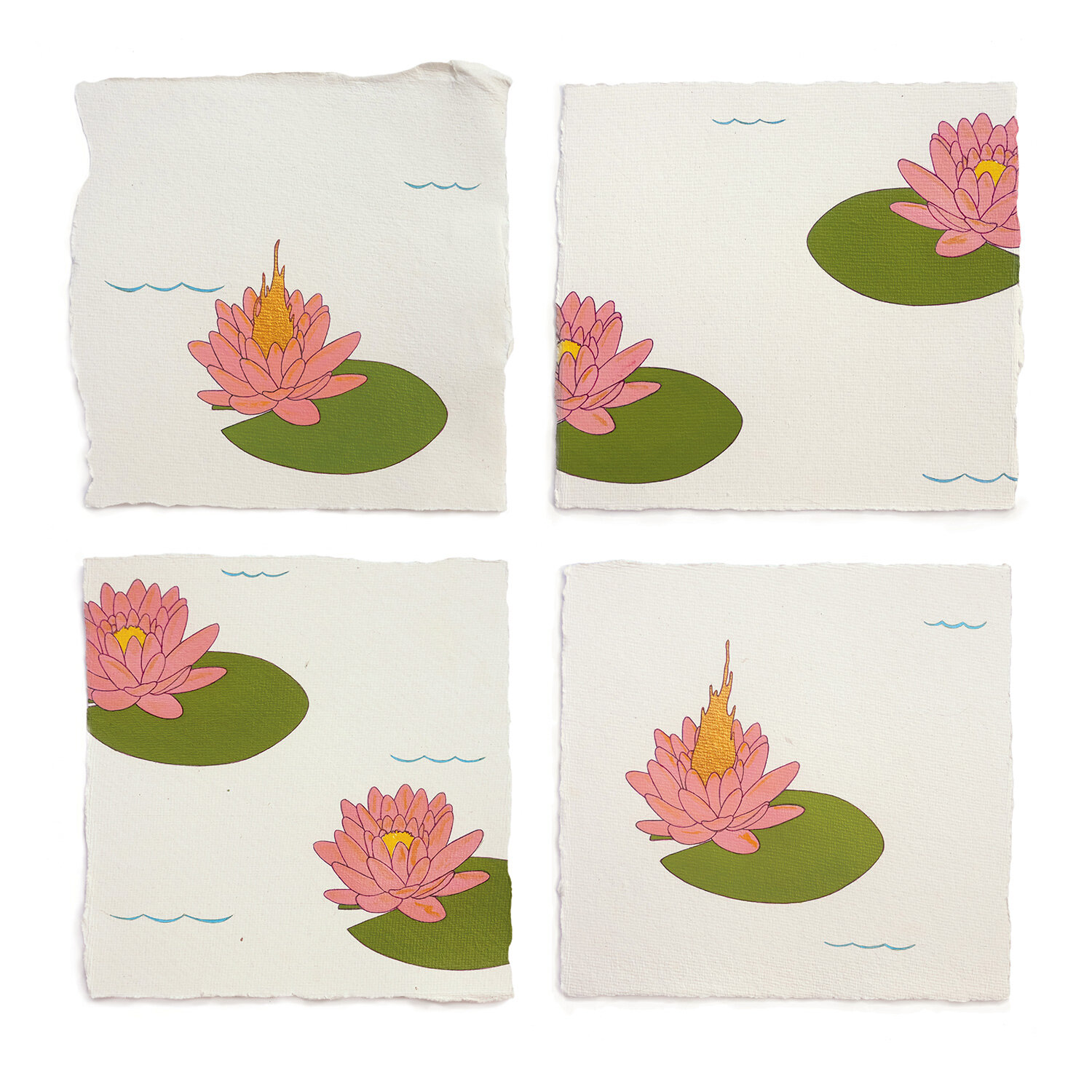   Fire Diary (Water Lilies), &nbsp;2020 Acrylic on paper, 6” x 6” each 