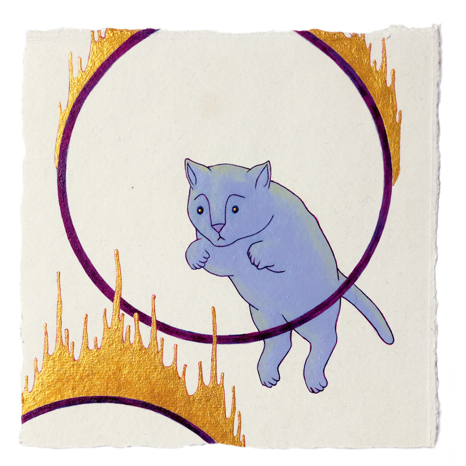   Fire Diary (Cat Leap), &nbsp;2020 Acrylic on paper, 6” x 6” each 