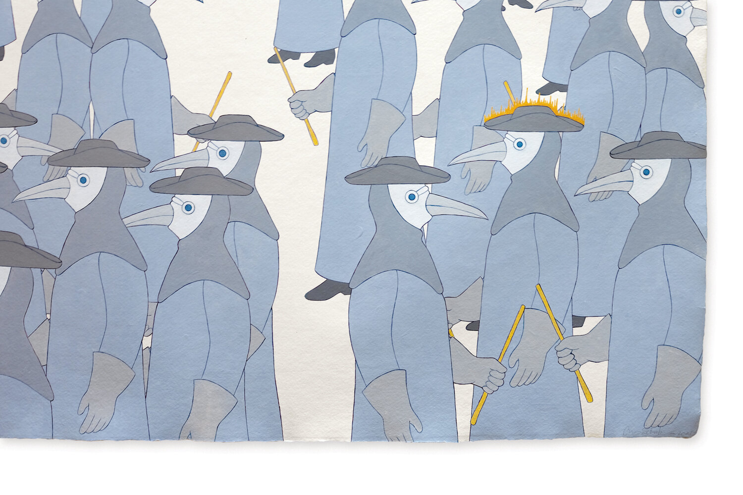   Plague Doctors (Inattention),  2021 Acrylic on paper, 22” x 30”    View Next Set →   