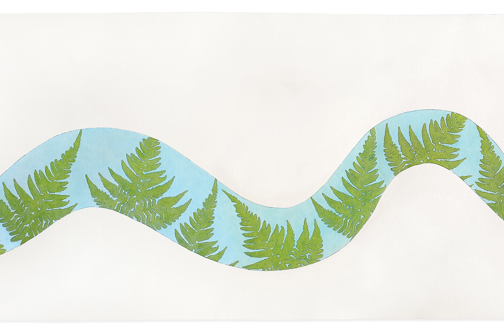   Shade Snake,  2022 Acrylic on paper, 15”x55” 