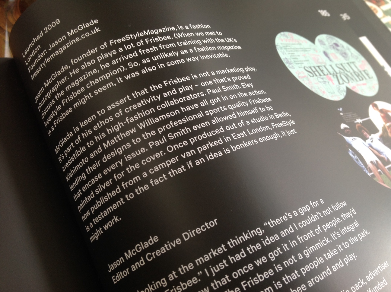 THE BOOK FEATURES AN INTERVIEW AND SOME SPREADS