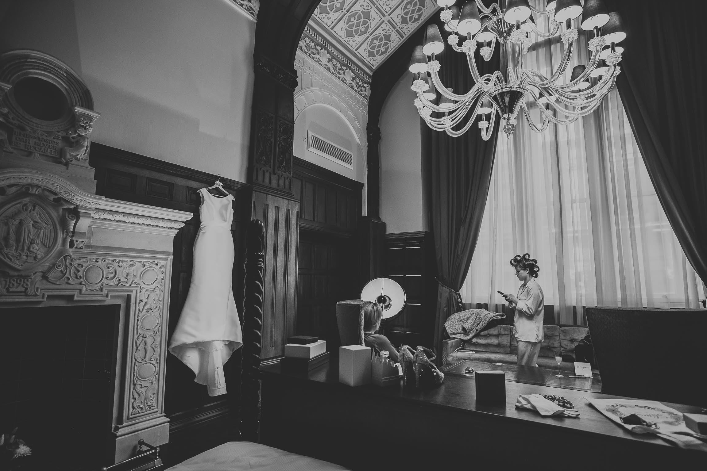 a nervous bride on the morning of her wedding in liverpool