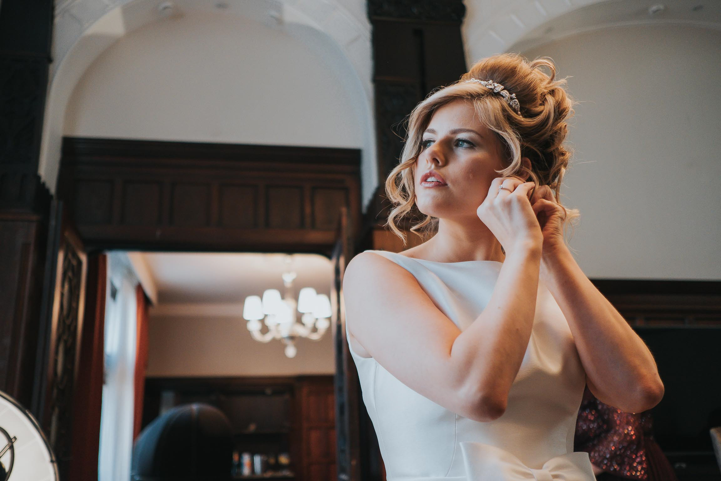 bride getting ready for her wedding day in liverpool