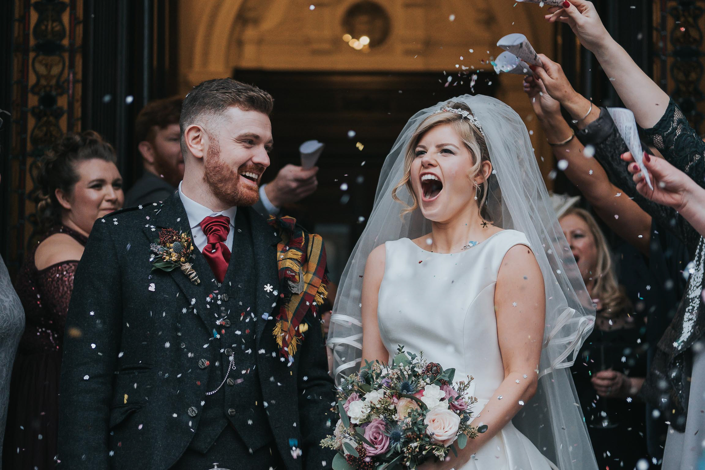 a confetti shot during a wedding at the Double Tree by Hilton in Liverpool city centre