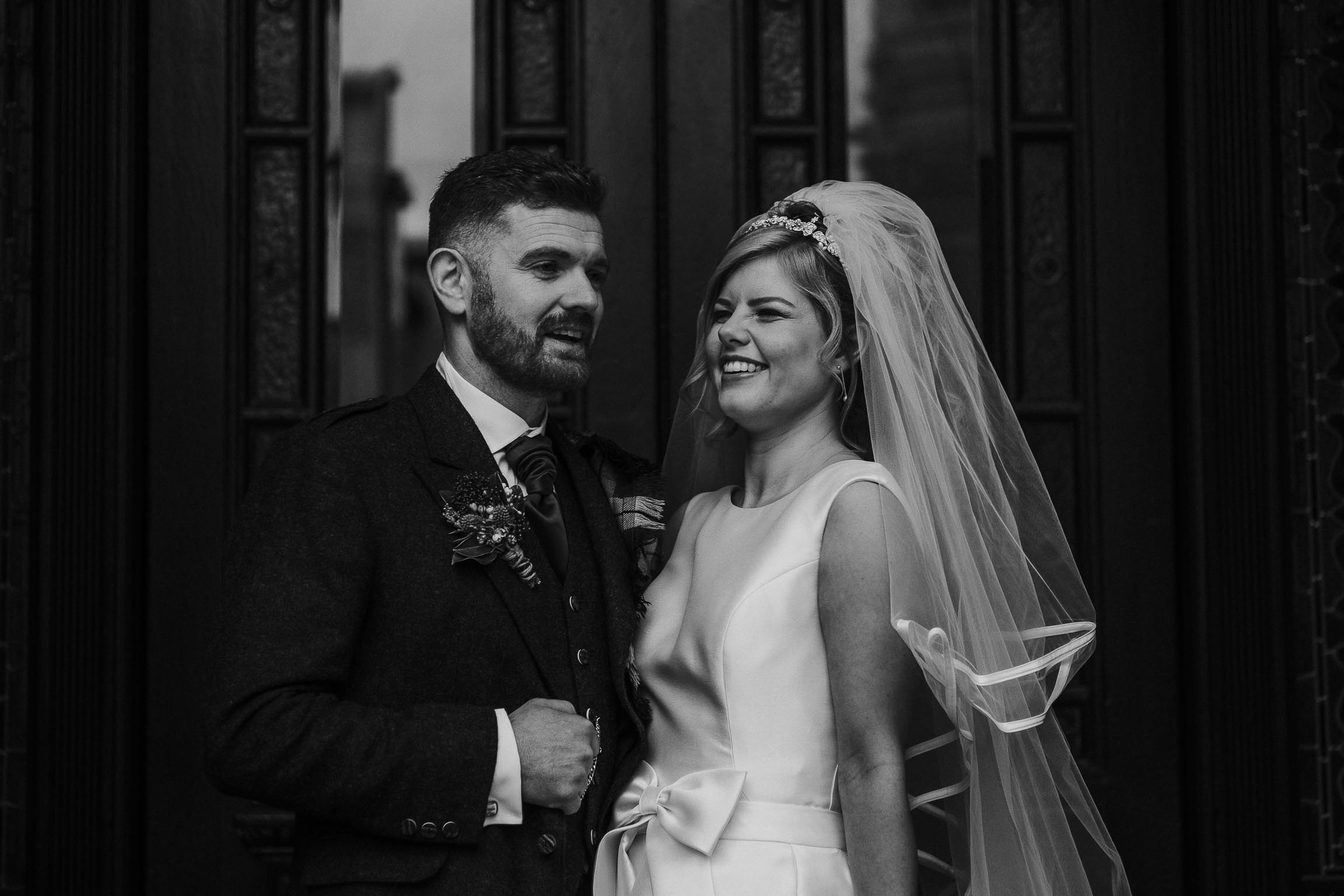 black and white images of bride and groom in Liverpool
