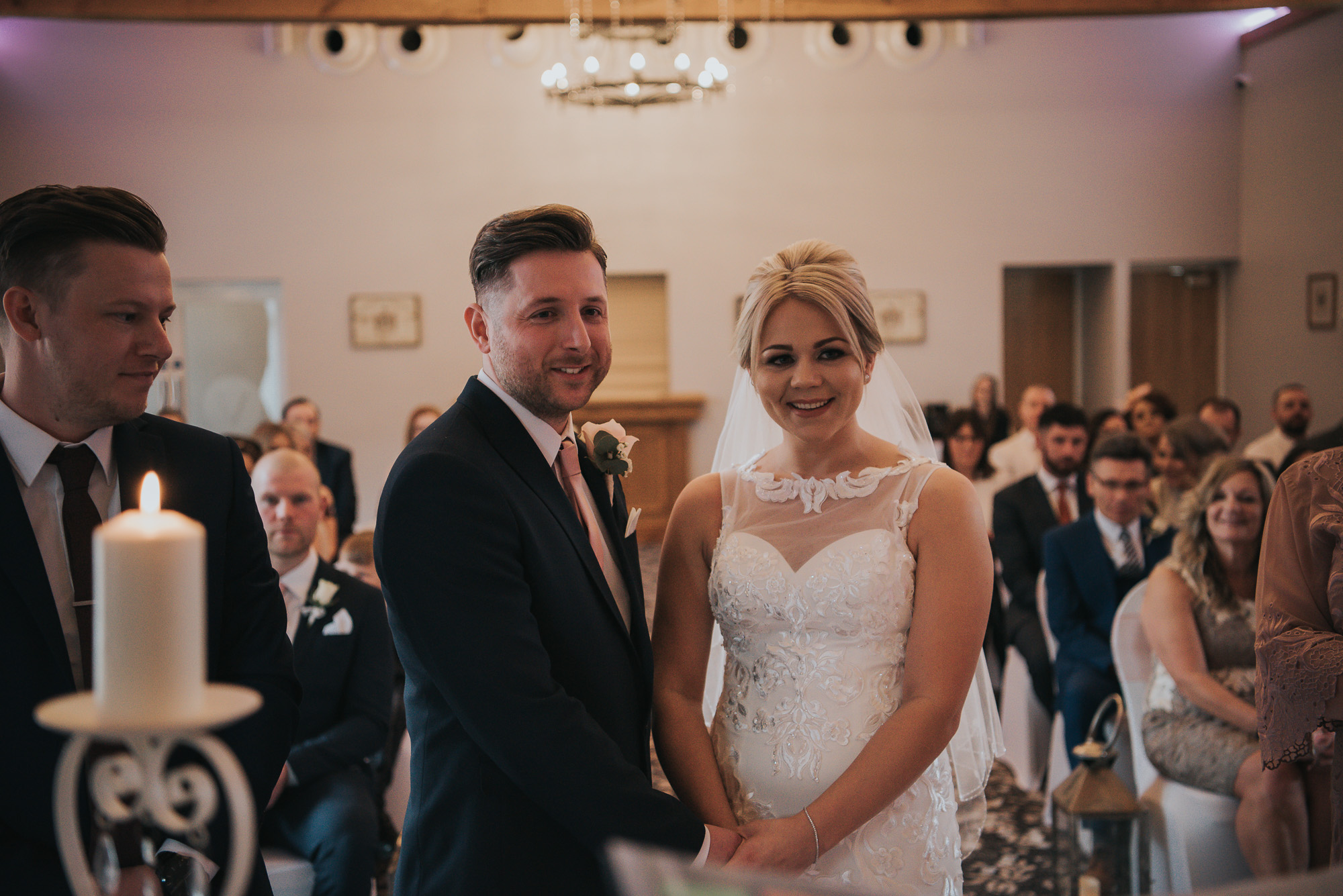 the happy couple tying the knot  at The Villa in Wrea Green