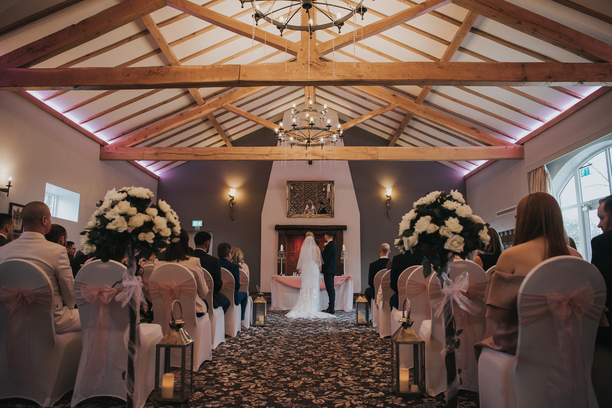 images of the bride and groom during their wedding day ceremony  at The Villa in Wrea Green