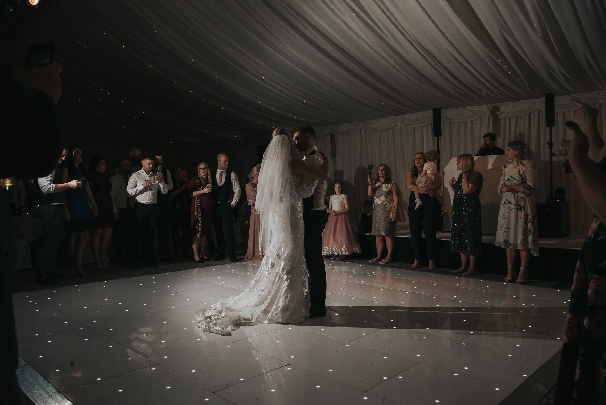 first dance for the happy couple on their wedding day  at The Villa in Wrea Green