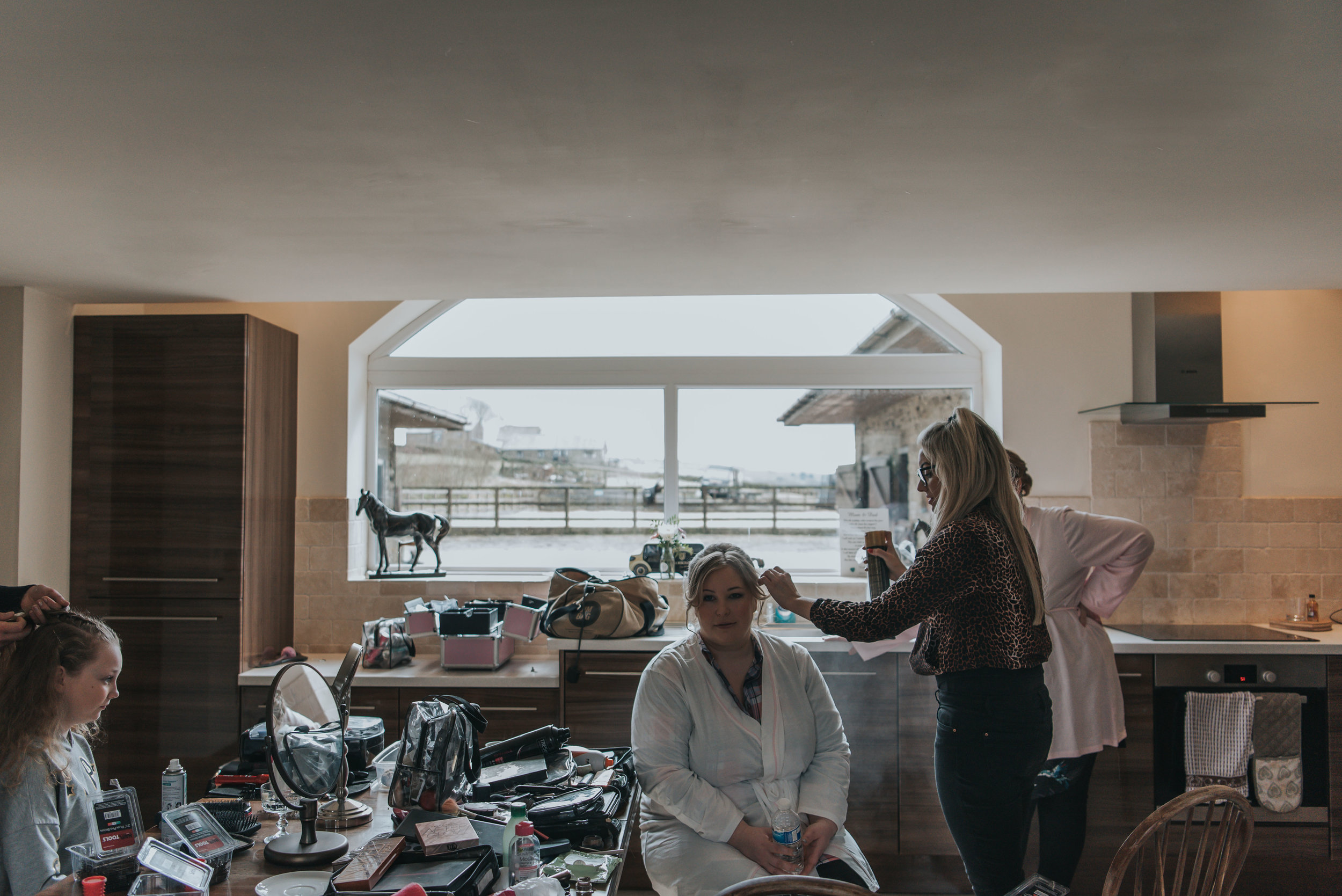 Bridal prep at Meadow Croft Farm in Bury