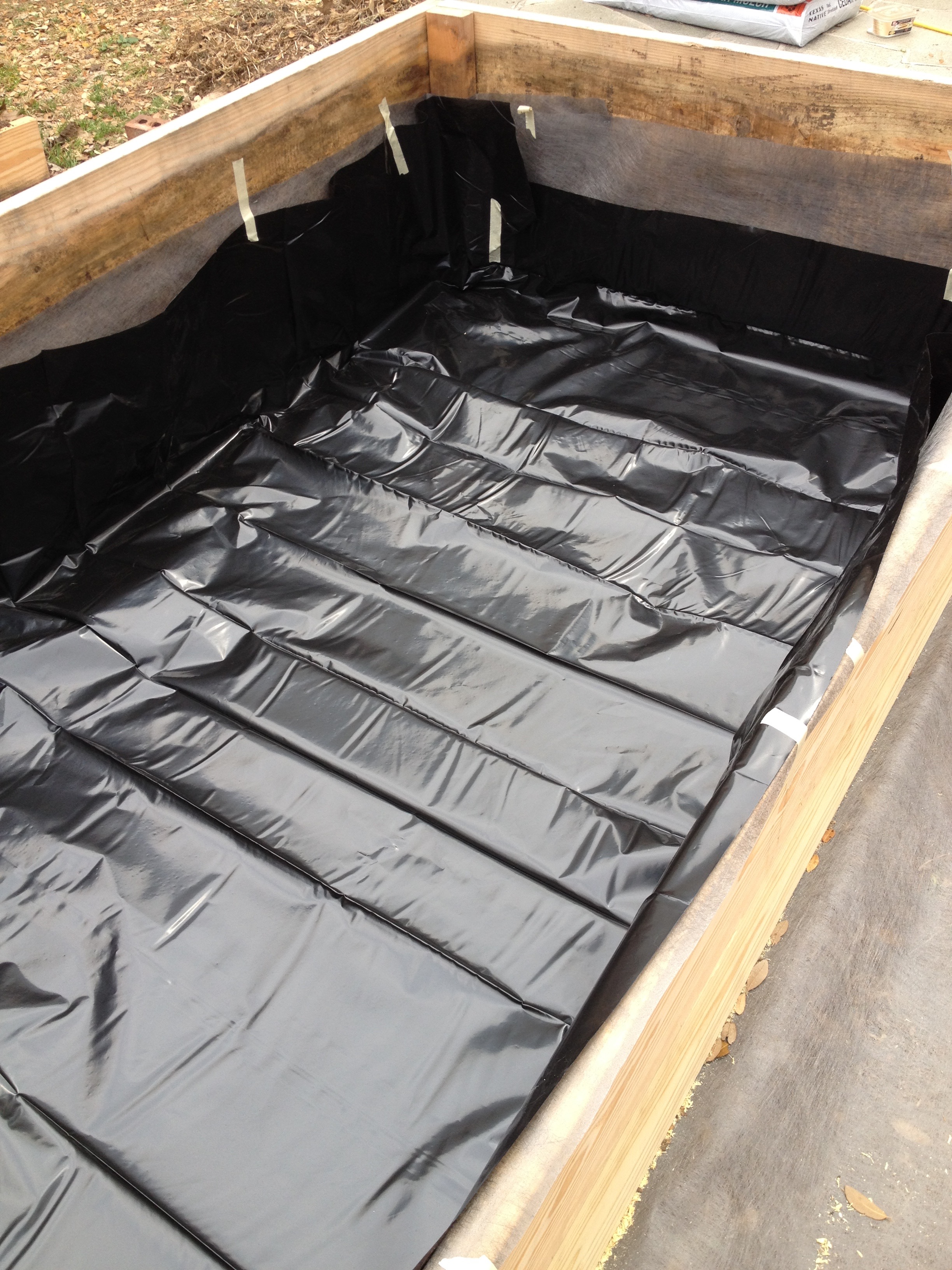 Weed cloth first, then contractor plastic