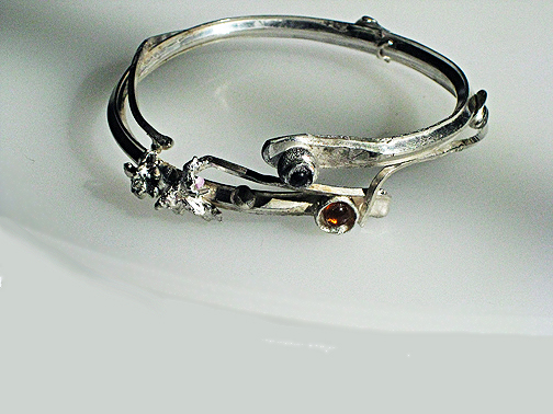 Bramble bangle with three stones $195