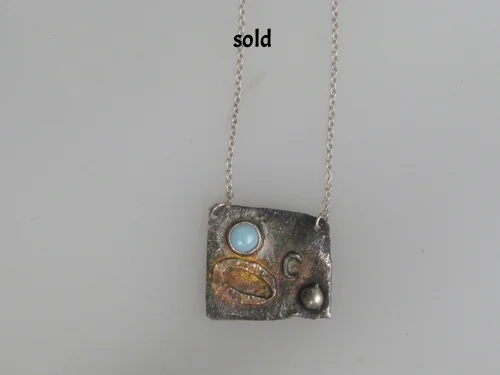 Patina Sterling silver and brass with amah amazonite -SOLD