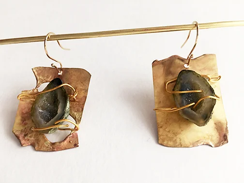 Gold Earrings with Druzy $695