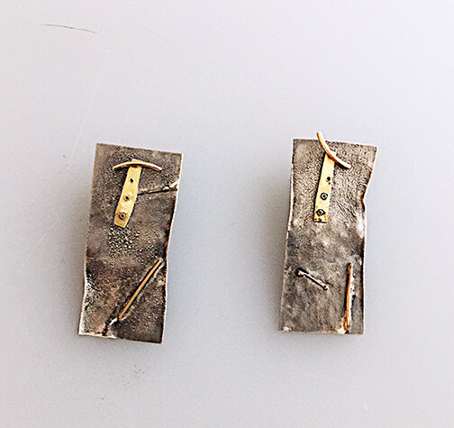 Silver and Gold Panel earrings $475