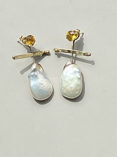 Yellow Sapphires with drops of Pearl$550