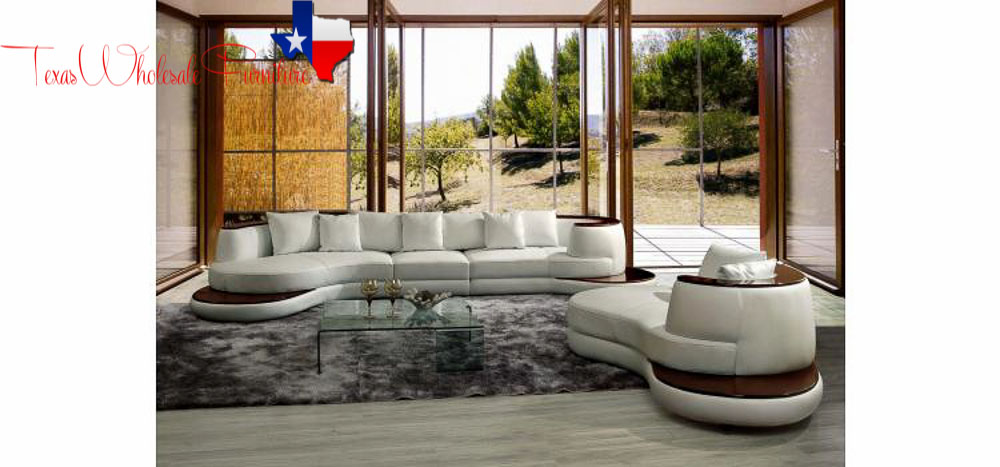 Modern Furniture Texas Whole, Divani Casa 6123 Modern White And Black Bonded Leather Sectional Sofa