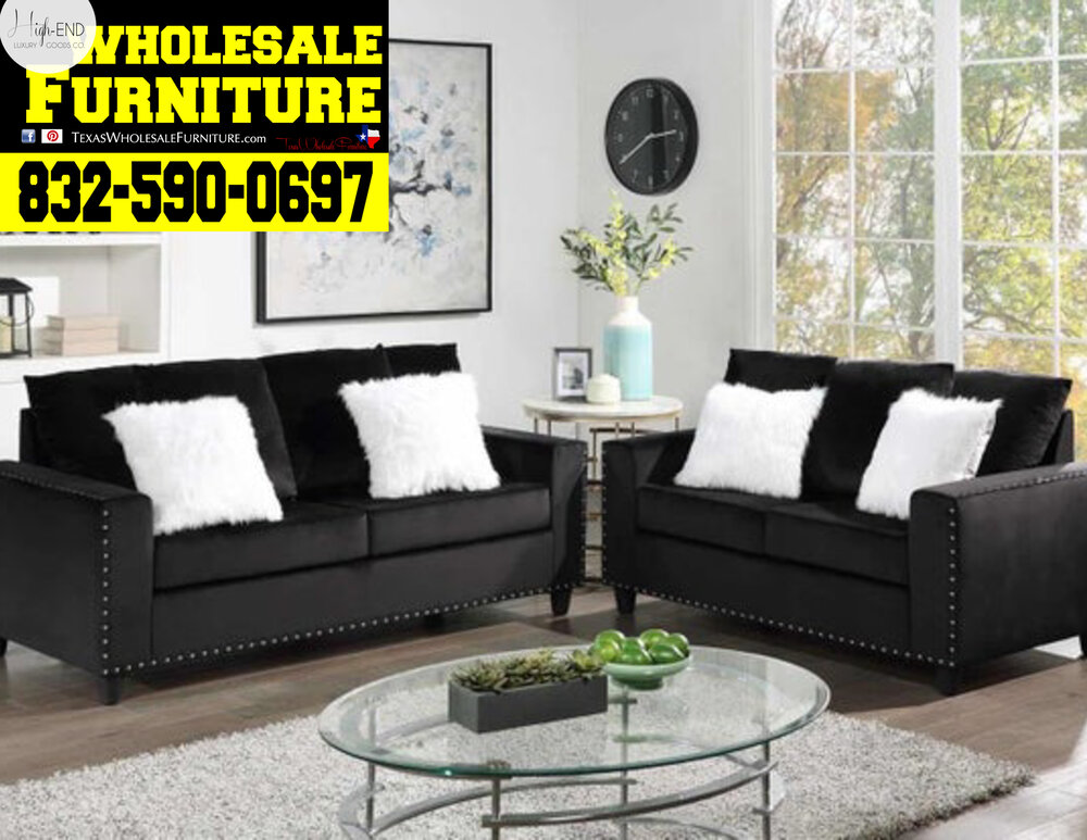 Cinderella Black Sofa And Loveseat Set