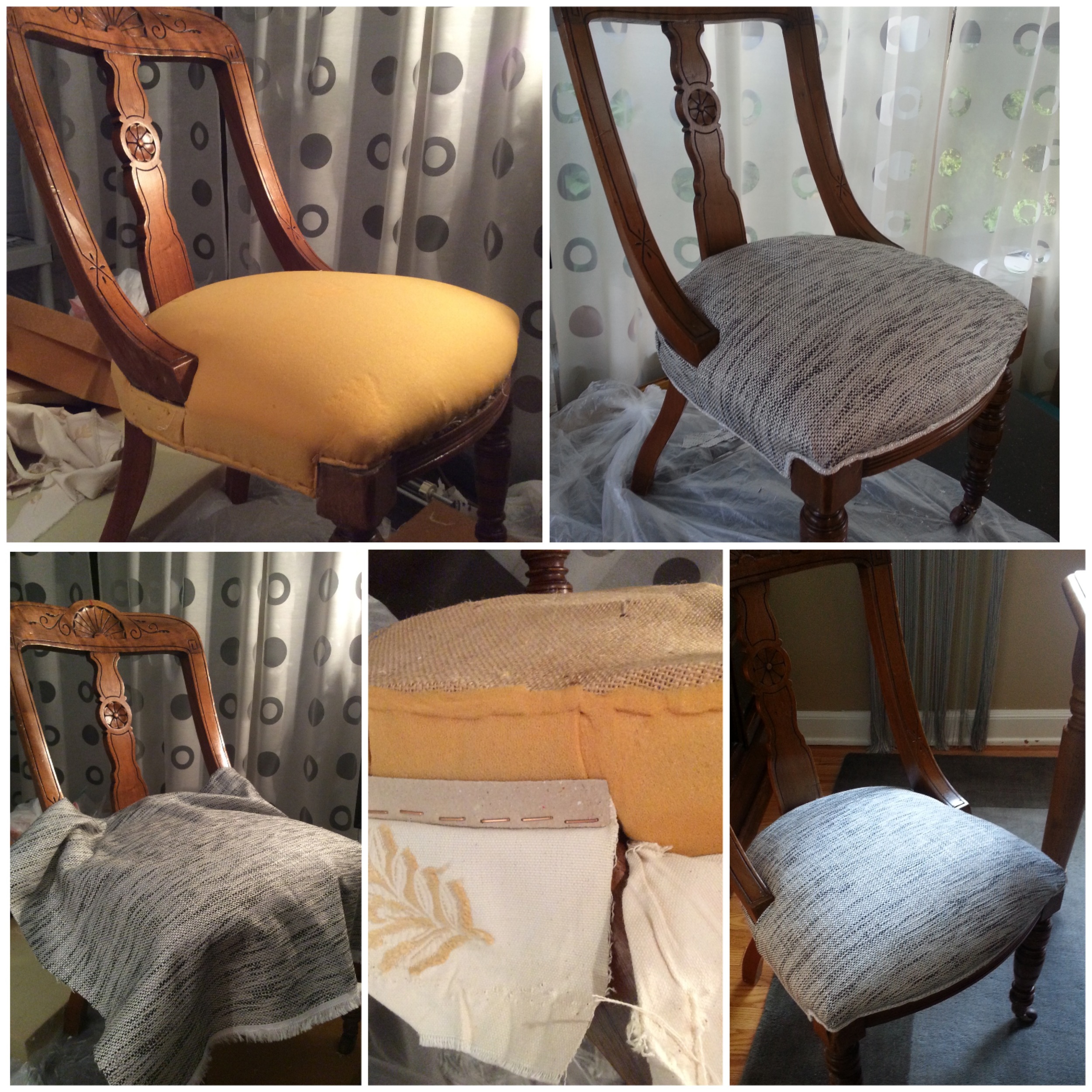 Process of upholstery on a chair