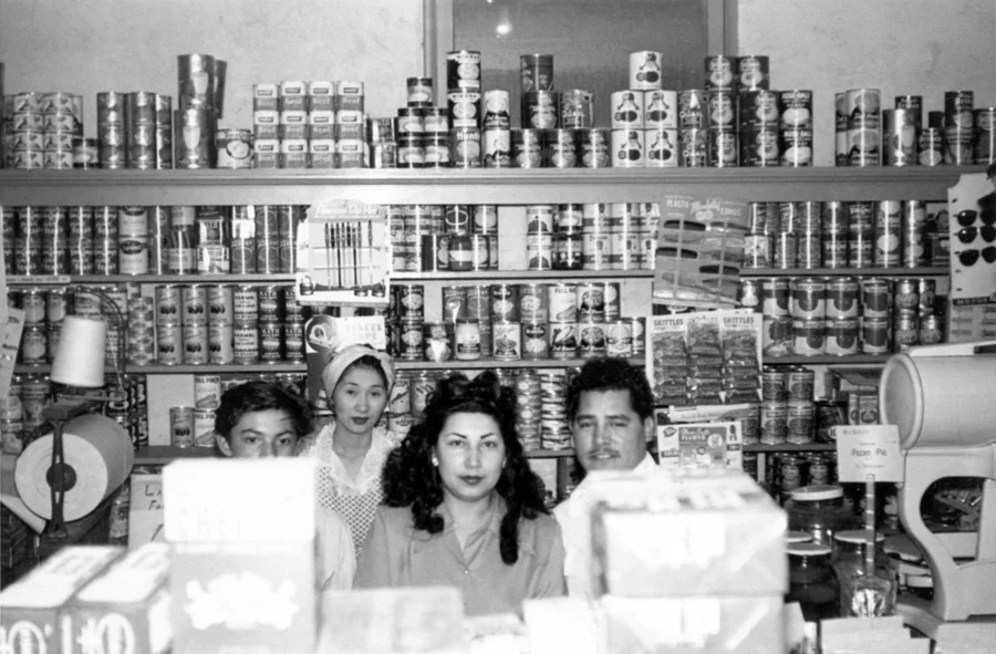 ^ Mary with customers