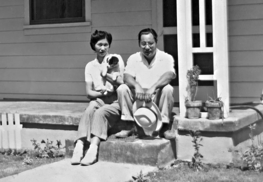 c. 1947 ^ Mary & George with pup 