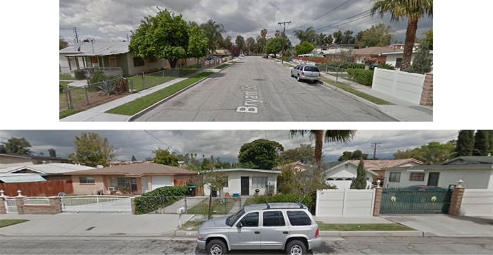 APRIL 2012 ^ Google street views (camera: looking west, toward Meadowbrook Park) & (camera: looking north, near corner of Allen street) "Houses on Bryant street seemed a little nicer than most o